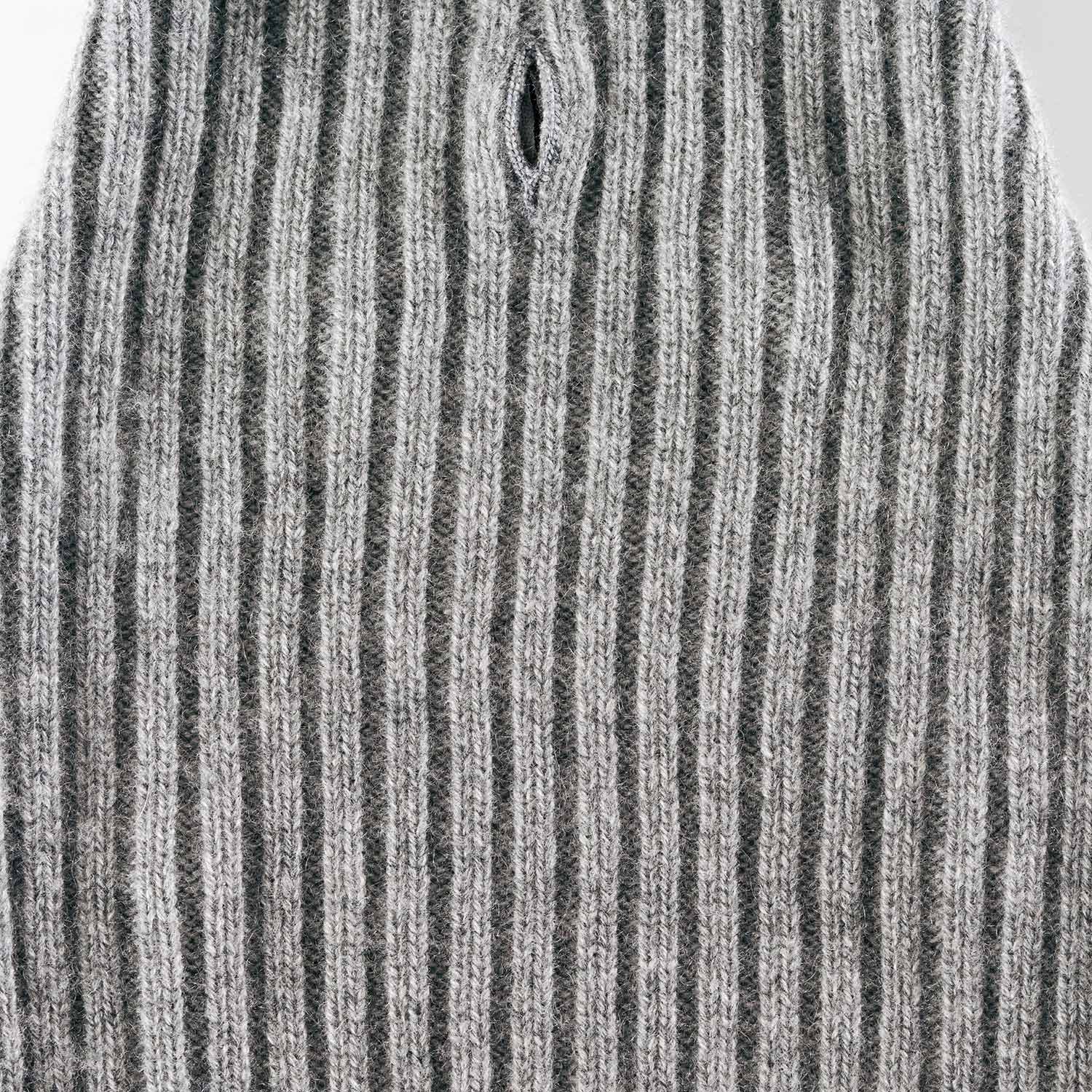 Close-up of diamnond cable knot- royal blue-cashmere dog sweater – texture detail